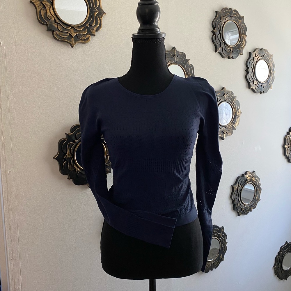 Fabletics long sleeve work-out top with cutout detail.
